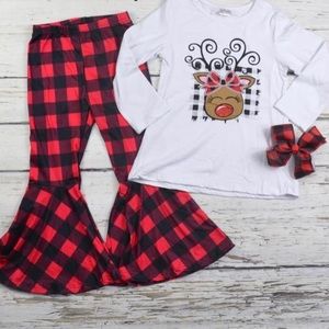 NWT Toddler Girl’s Reindeer 3pc Outfit
